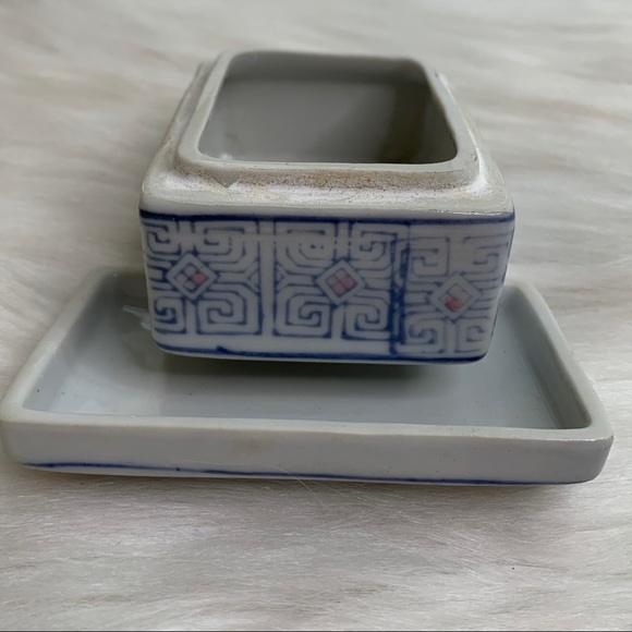 3 vintage ceramic boxes lidded blue - Picture 6 of 10